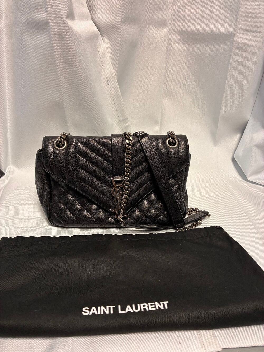 YSL Leather Medium Envelope Shoulder Bag